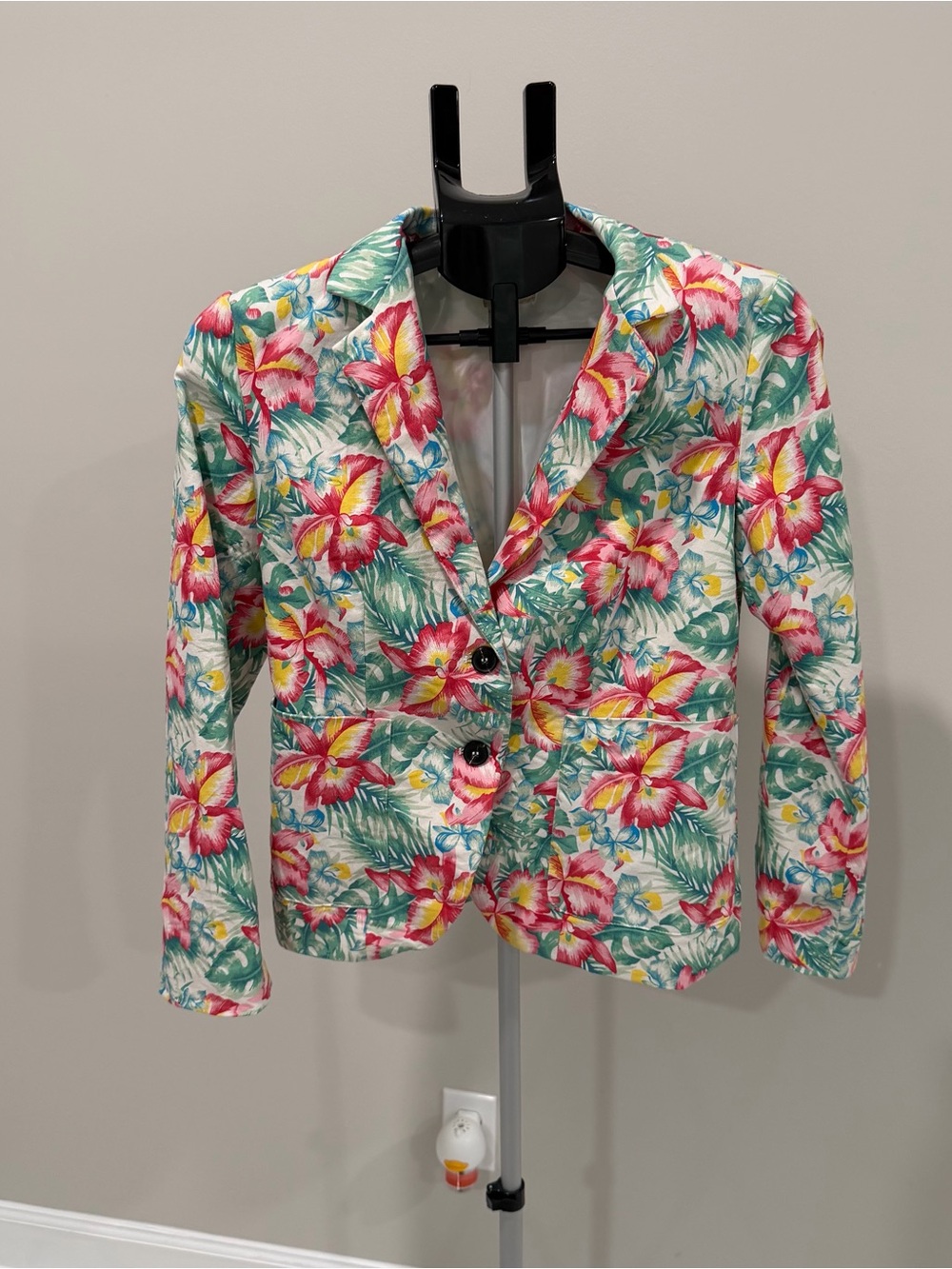 Tropical Floral Blazer - Pink & Green
